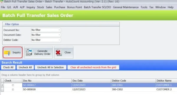 AutoCount Batch Transfer DO to Sales Invoice Plugin