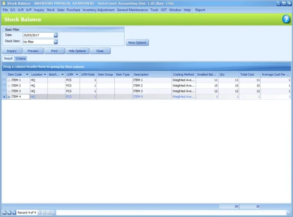 AutoCount Inventory Physical Adjustment - AutoCount Accounting Software